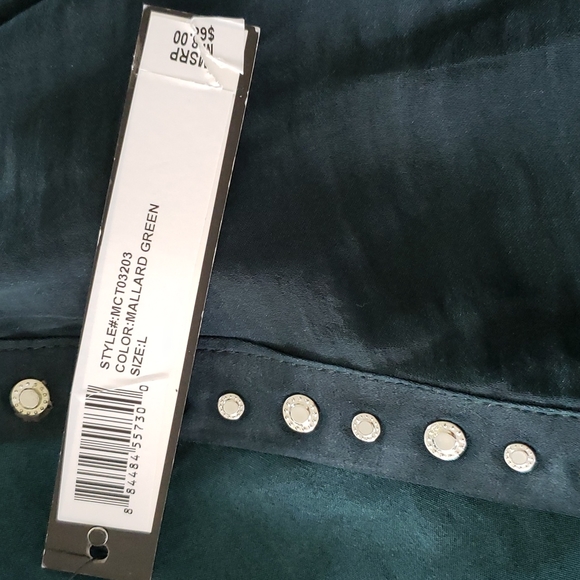 Catherine Malandrino Dark Green Long Sleeve V Neckline Blouse - Picture 4 of 4